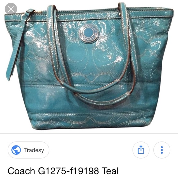 Teal coach zip tote. - Picture 1 of 8